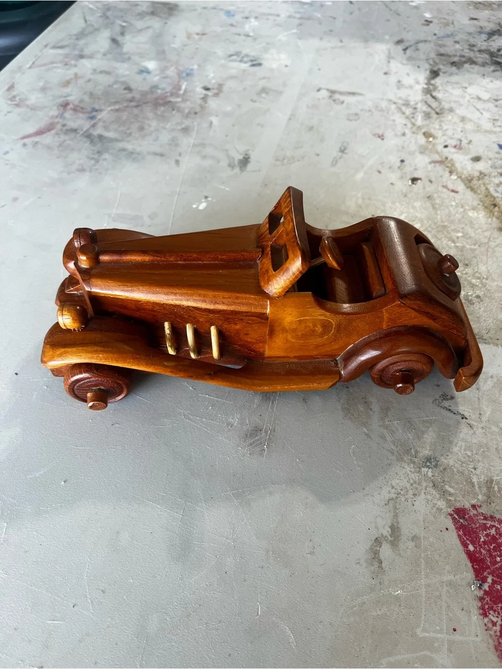 Classic Wooden Toy Car - Warm Brown Convertible